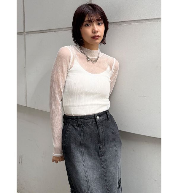 MURUA「プリーツシアーハイネックトップス」|Tシャツ・カットソー|