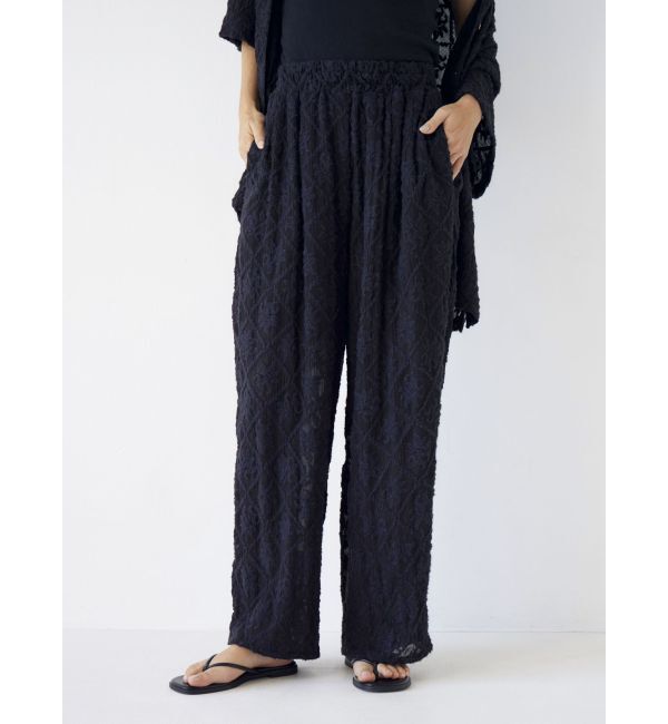 Ungrid「起毛エンブロイダリーラフパンツ」|その他|ブラック