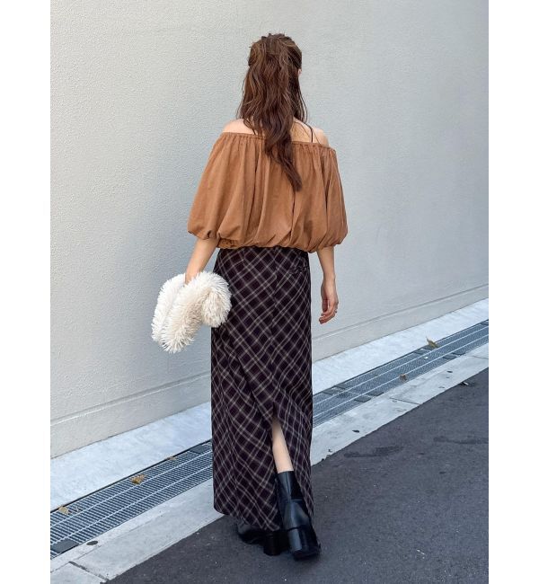 Ungrid「フェイクスウェードハーフスリーブバルーンブラウス」|シャツ・ブラウス|