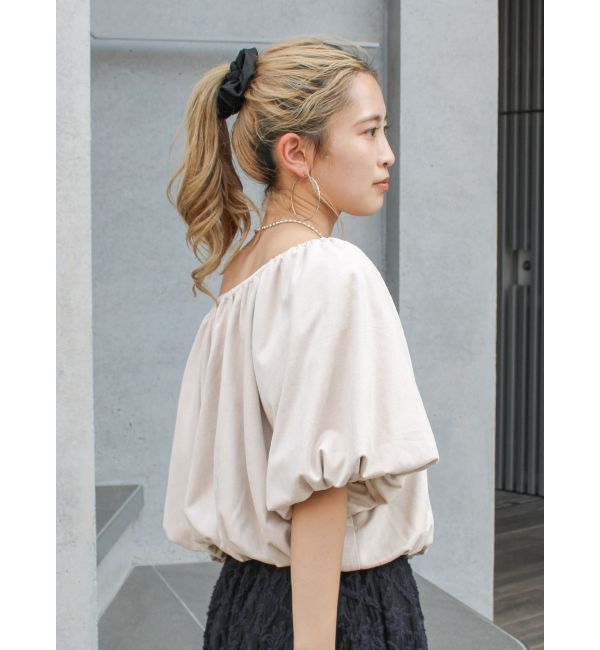 Ungrid「フェイクスウェードハーフスリーブバルーンブラウス」|シャツ・ブラウス|