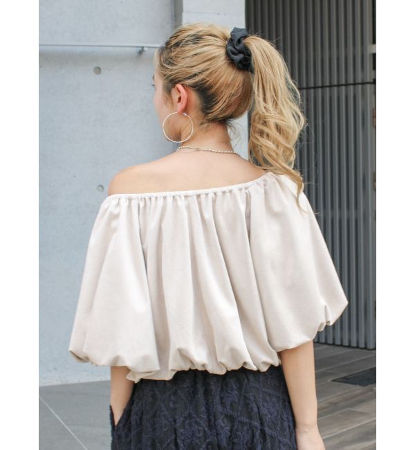 Ungrid「フェイクスウェードハーフスリーブバルーンブラウス」|シャツ・ブラウス|