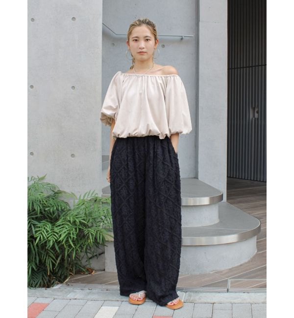 Ungrid「フェイクスウェードハーフスリーブバルーンブラウス」|シャツ・ブラウス|