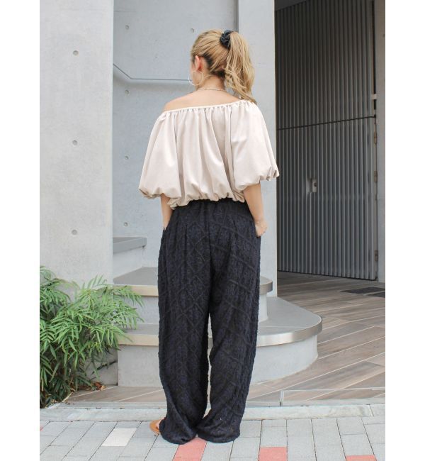 Ungrid「フェイクスウェードハーフスリーブバルーンブラウス」|シャツ・ブラウス|