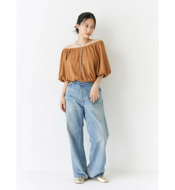 Ungrid「フェイクスウェードハーフスリーブバルーンブラウス」|シャツ・ブラウス|