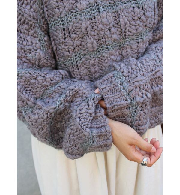 Ungrid「透かし編みデザインショートニット」|ニット・セーター|