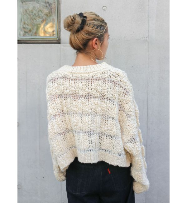 Ungrid「透かし編みデザインショートニット」|ニット・セーター|