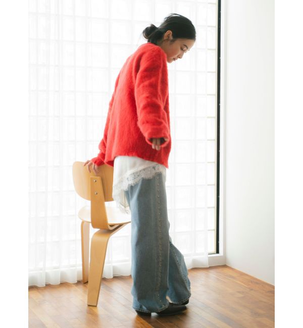 Ungrid「ヘンリーネック起毛ルーズニット」|ニット・セーター|