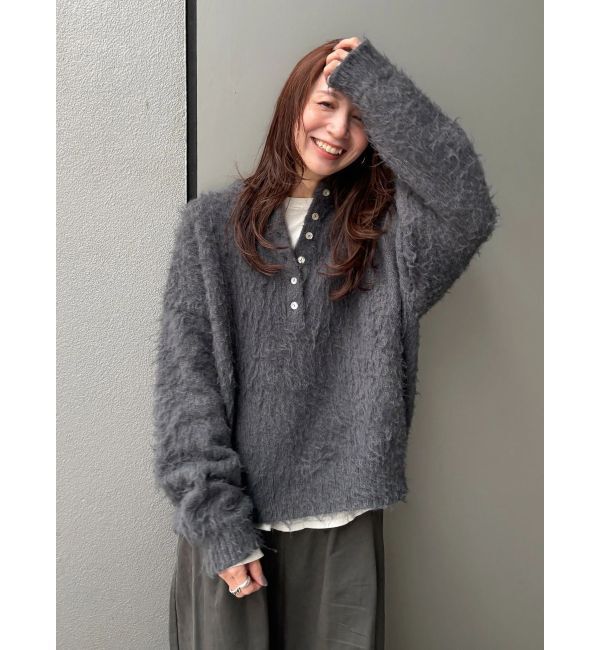 Ungrid「ヘンリーネック起毛ルーズニット」|ニット・セーター|