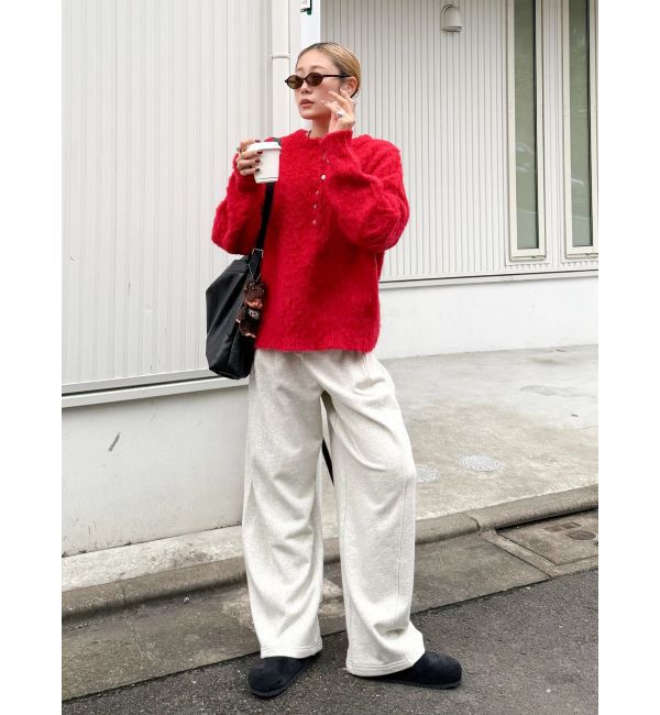 Ungrid「ヘンリーネック起毛ルーズニット」|ニット・セーター|