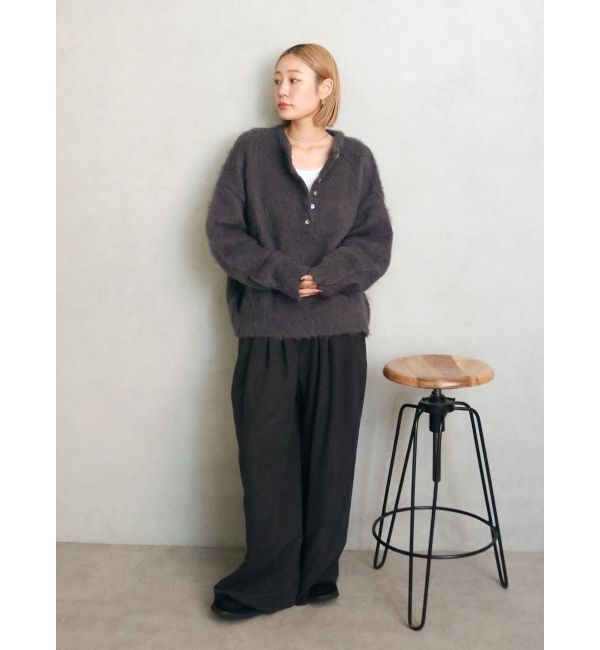 Ungrid「ヘンリーネック起毛ルーズニット」|ニット・セーター|