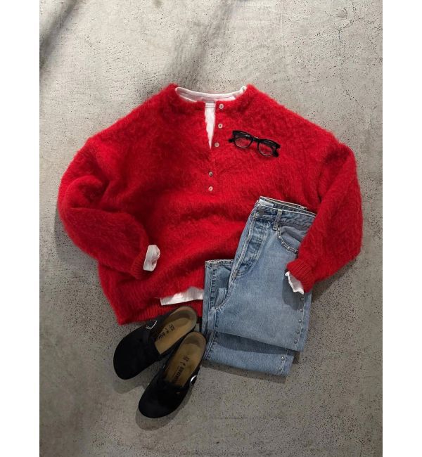 Ungrid「ヘンリーネック起毛ルーズニット」|ニット・セーター|