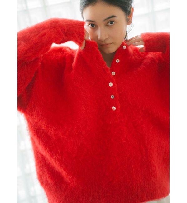 Ungrid「ヘンリーネック起毛ルーズニット」|ニット・セーター|