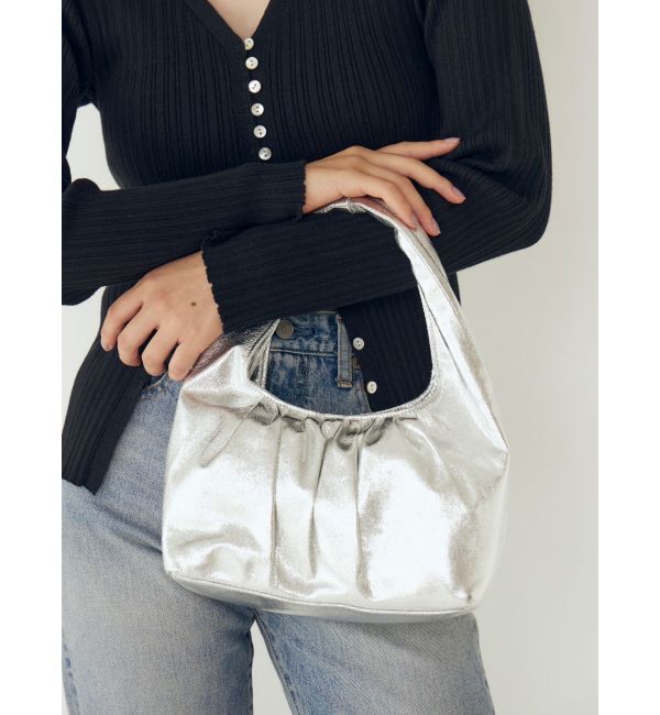 Ungrid「ギャザーデザインハンドバッグ」|ハンドバッグ|シルバー