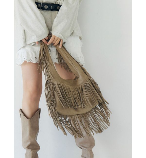 Ungrid「フリンジハンドバッグ」|ハンドバッグ|ベージュ