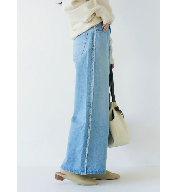 Ungrid「レースドッキングルーズデニム」|デニム|