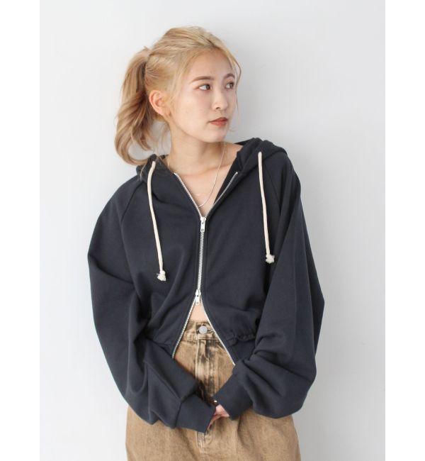 Ungrid「ダブルジップショートパーカー」|パーカー|チャコールグレー