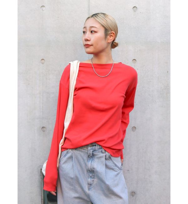 Ungrid「シアーフィットロングスリーブTee」|Tシャツ・カットソー|レッド