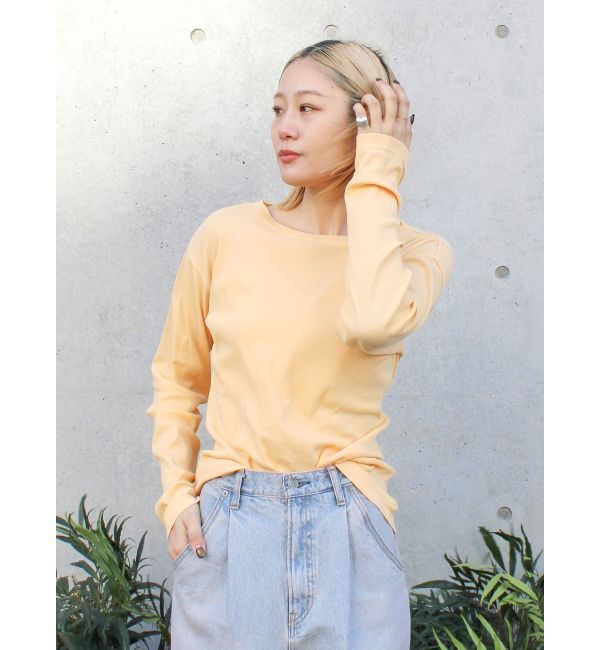Ungrid「シアーフィットロングスリーブTee」|Tシャツ・カットソー|オレンジ