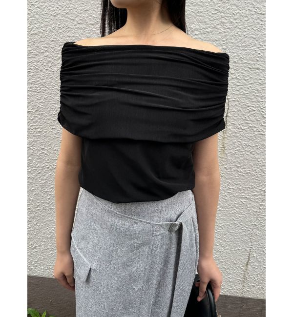 LAGUNAMOON「ノースリーブオフショルチュールトップス」|Tシャツ・カットソー|ブラック