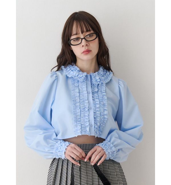 jouetie「フリルカラーショートブラウス」|シャツ・ブラウス|ブルー