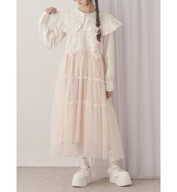 merry jenny「petit flowerチュールキャミワンピース」|ワンピース|ピンク