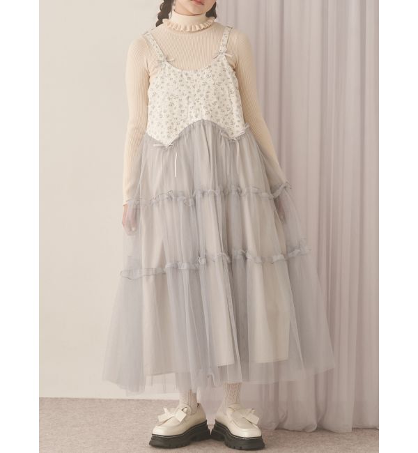 merry jenny「petit flowerチュールキャミワンピース」|ワンピース|ブルー