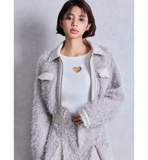 GYDA「ラメツイードチェーンジャケット」|ブルゾン・スタジャン|