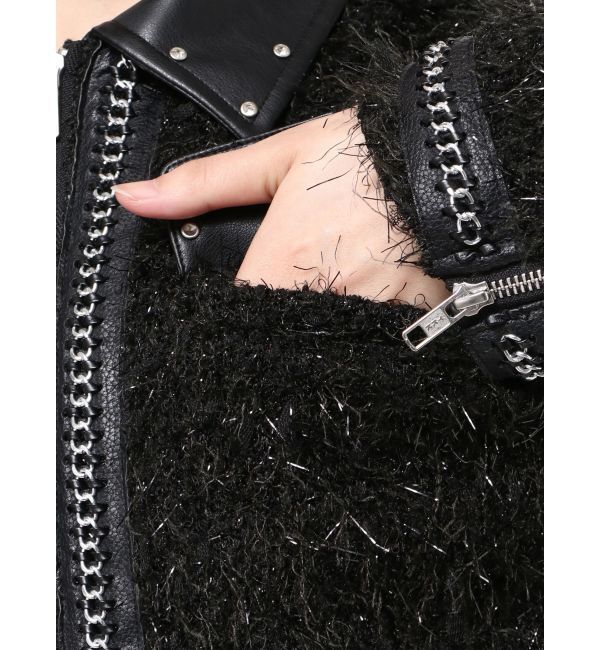 GYDA「ラメツイードチェーンジャケット」|ブルゾン・スタジャン|