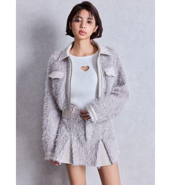 GYDA「ラメツイードチェーンジャケット」|ブルゾン・スタジャン|