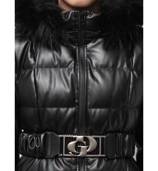 GYDA「GDベルト付きフェイクレザーロングダウンコート」|ダウン|