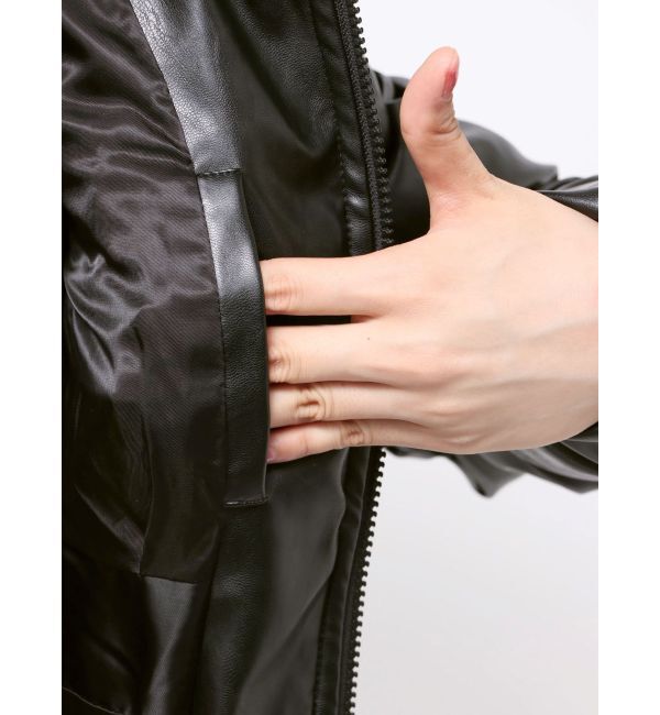 GYDA「GDベルト付きフェイクレザーロングダウンコート」|ダウン|