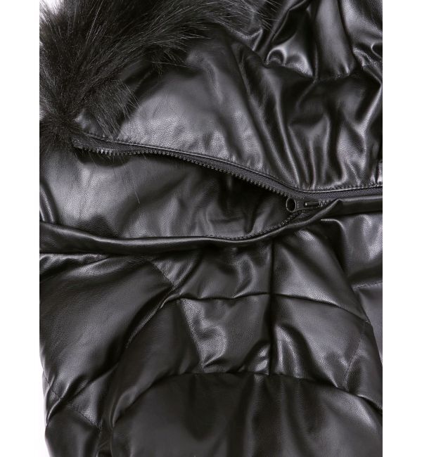 GYDA「GDベルト付きフェイクレザーロングダウンコート」|ダウン|