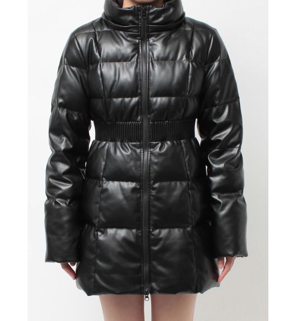 GYDA「GDベルト付きフェイクレザーロングダウンコート」|ダウン|