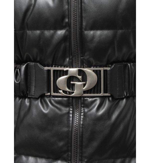 GYDA「GDベルト付きフェイクレザーロングダウンコート」|ダウン|