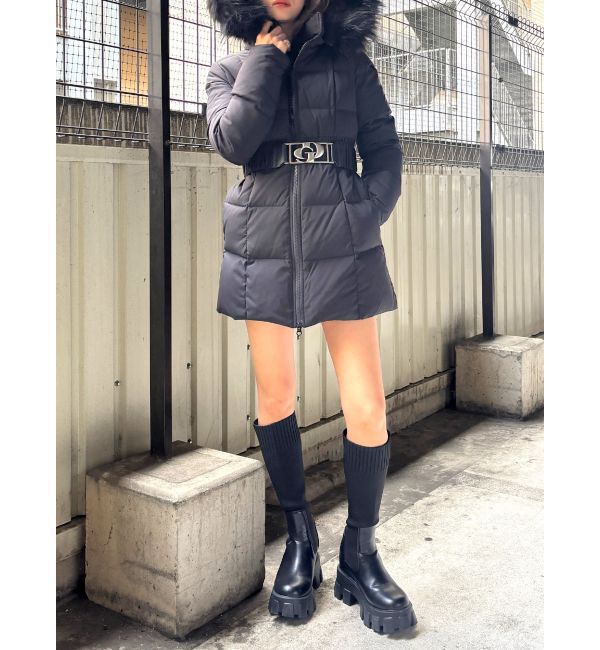 GYDA「【TINY】GDベルト付きロングダウンコート」|ダウン|