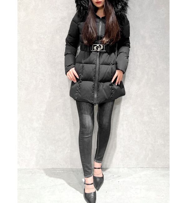 GYDA「【TINY】GDベルト付きロングダウンコート」|ダウン|