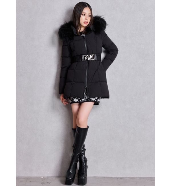 GYDA「【TINY】GDベルト付きロングダウンコート」|ダウン|