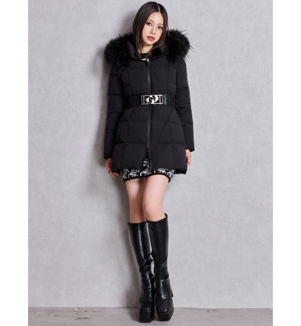 GYDA「【TINY】GDベルト付きロングダウンコート」|ダウン|