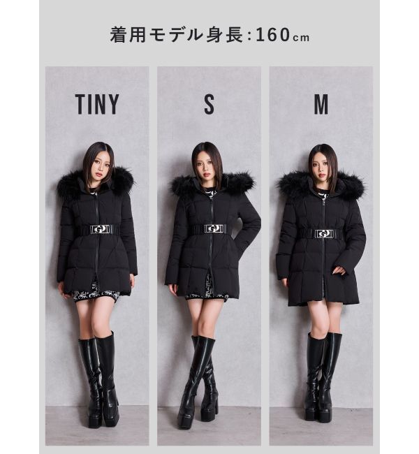 GYDA「【TINY】GDベルト付きロングダウンコート」|ダウン|