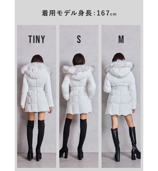GYDA「【TINY】GDベルト付きロングダウンコート」|ダウン|