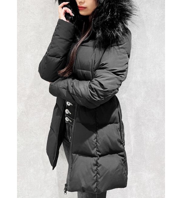 GYDA「【TINY】GDベルト付きロングダウンコート」|ダウン|