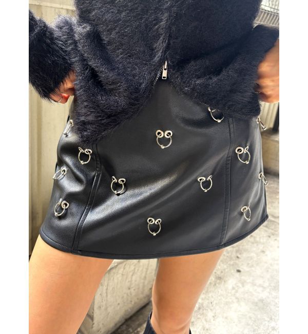 GYDA「【TINY】pierce designフェイクレザースカートライクショートパンツ」|スカート|