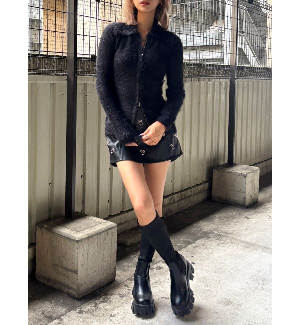 GYDA「【TINY】pierce designフェイクレザースカートライクショートパンツ」|スカート|