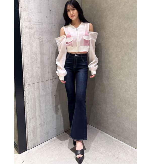 GYDA「ハイウエストBASICフレアデニムパンツ」|デニム|