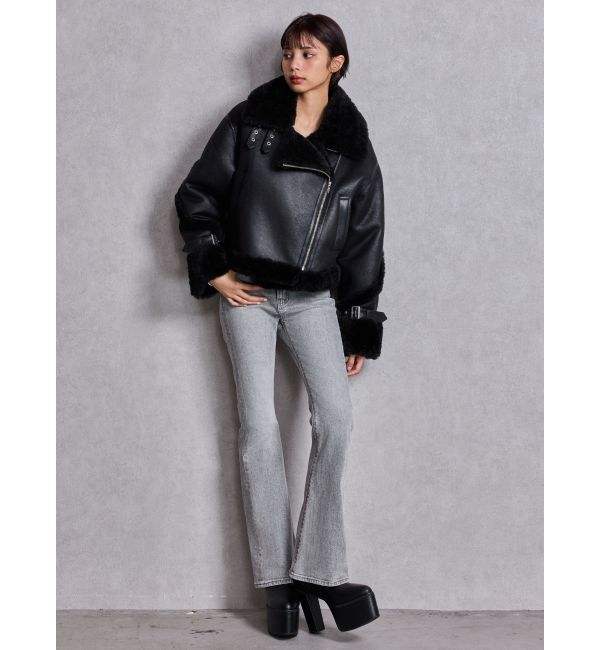 GYDA「ハイウエストBASICフレアデニムパンツ」|デニム|