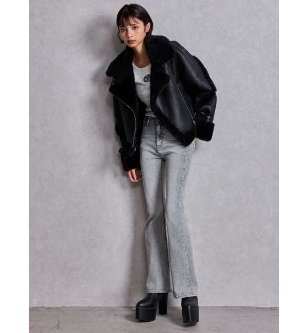 GYDA「ハイウエストBASICフレアデニムパンツ」|デニム|