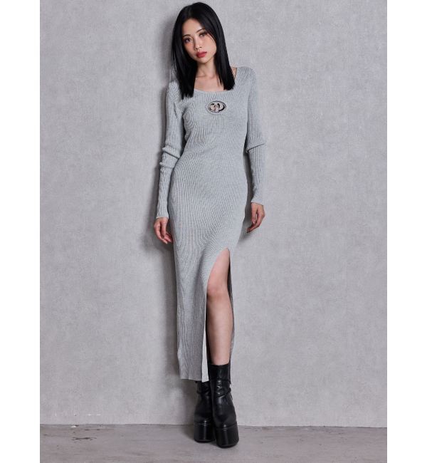 GYDA「GD bijou MOLD LONGニットワンピース」|ワンピース|