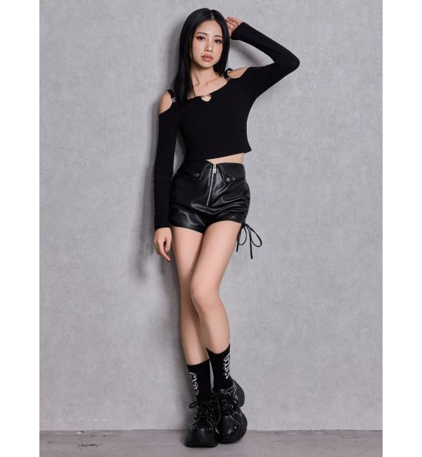 GYDA「GG drawstring fake leatherショートパンツ」|その他|