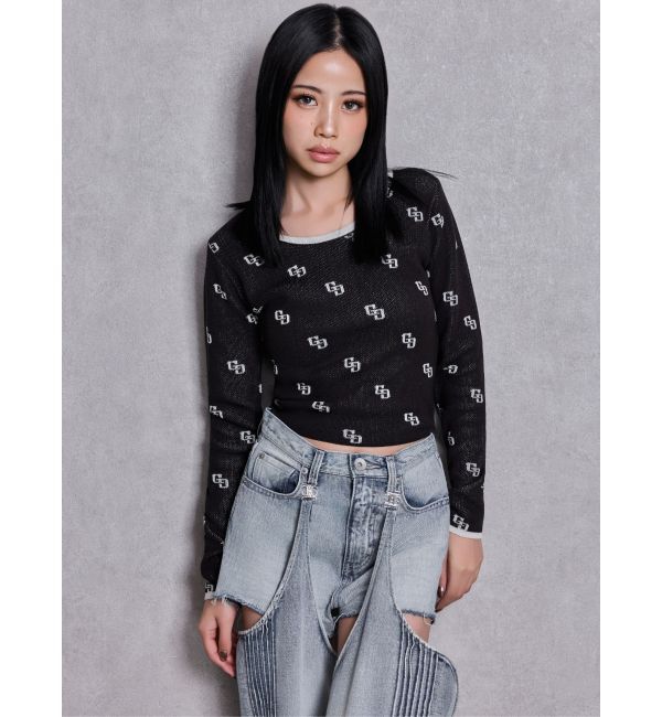 GYDA「GG patternタイトニットトップス」|ニット・セーター|