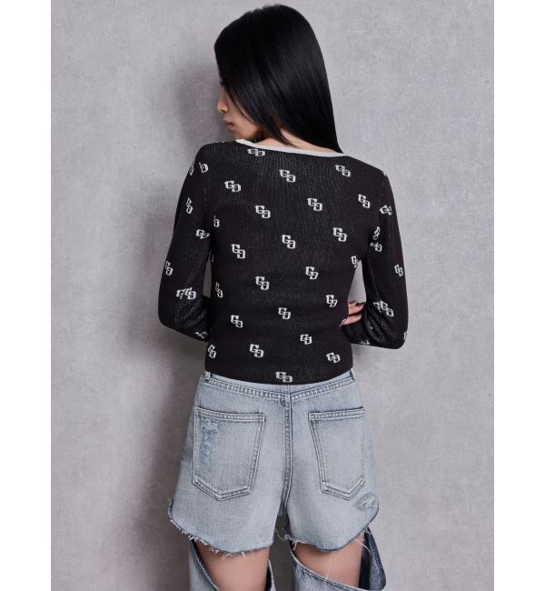 GYDA「GG patternタイトニットトップス」|ニット・セーター|